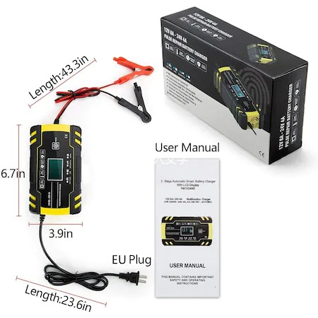 Redresor auto F cu afisare LED pentru baterii 12V-8A, 24V-4A, cabluri incluse [2]