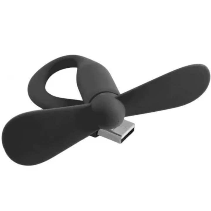 Mini ventilator din silicon, cu alimentare prin USB, portabil, brat flexibil, 14 x 8.5 cm, negru [7]