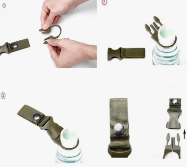 Suport tactic pentru rucsac cu prindere curea si inel multifunctional, 14.5 cm, verde, pentru sticla, chei si accesorii [2]