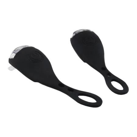 Set 2 lampi silicon pentru bicicleta,lumina alba,3 moduri de luminare,impermeabile - Negru [3]