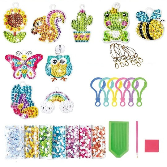Set brelocuri cu diamante pentru copii, insecte, animale, 15 modele, accesorii incluse, multicolor [3]