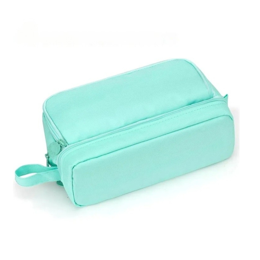 Penar scolar, 4 compartimente, poliester, multifunctional, cu agatatoare, 21 x 9 x 8 cm, verde [10]