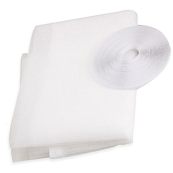 Plasa anti-insecte, pentru ferestre living, bucatarie, cu autoadeziv, 130 x 150 cm, poliester, alba [2]