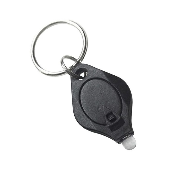 Lanternă Micro Breloc Dactylion – Mini LED de Buzunar, Carcasă ABS, Prindere Inel Chei, Negru [3]