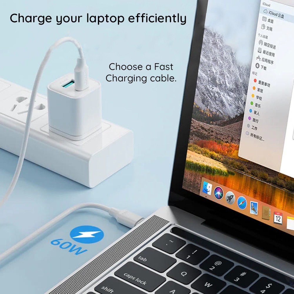 Cablu USB A la USB-C, pentru incarcare si transfer date, 3A, 480 Mbps, lungime 25 cm, alb [2]