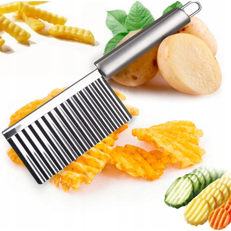 Cutit zimtat pentru cartofi, legume, otel inoxidabil, maner plastic, 22.5 x 6 cm, argintiu [13]