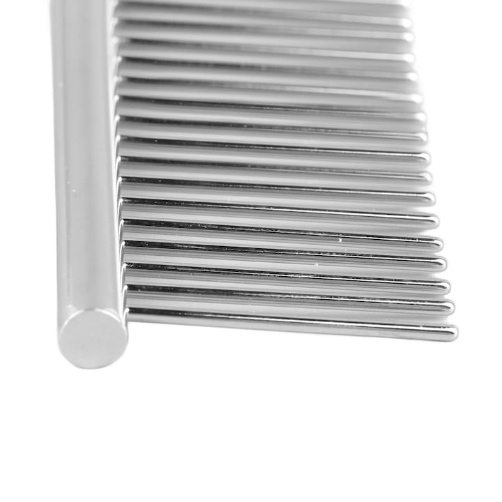 Pieptene pentru caini si pisici, ingrijirea blanii, otel inoxidabil, 2 tipuri de dinti, varfuri rotunjite, 16.5 x 3 cm, argintiu [3]