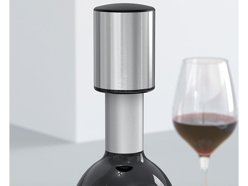 Dop pentru sticla de vin, plastic, 4 x 5.5 cm, mentine aroma si gustul, argintiu [5]