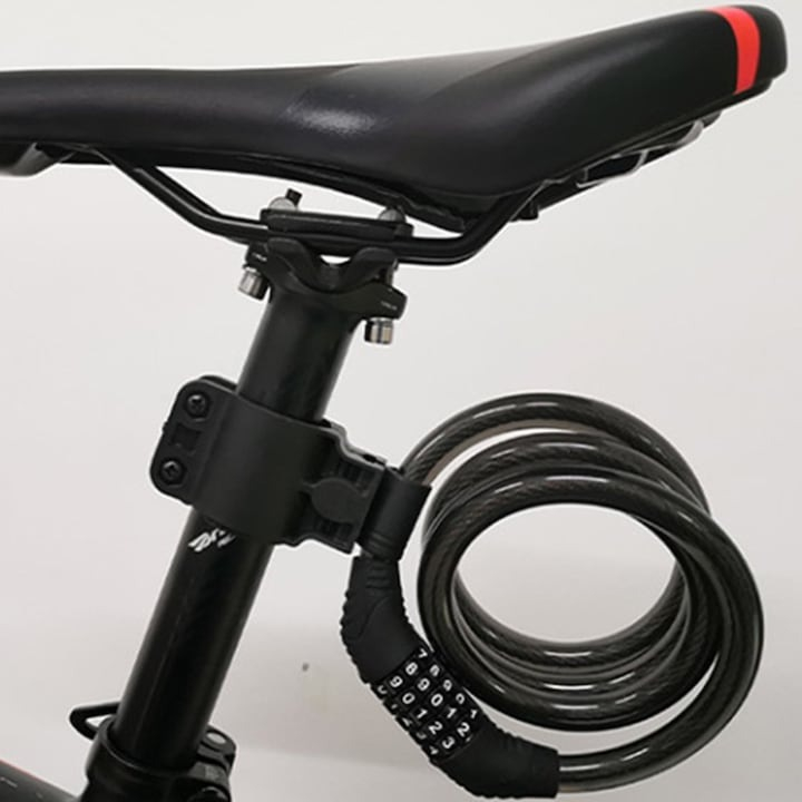 Antifurt cu cifru, suport de atasare pentru bicicleta, otel/PVC, lungime cablu 120 cm, negru [2]