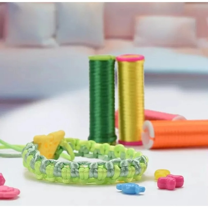 Kit pentru confectionare bratari, accesorii, pentru copii, margele, snururi, DIY, multicolor [4]