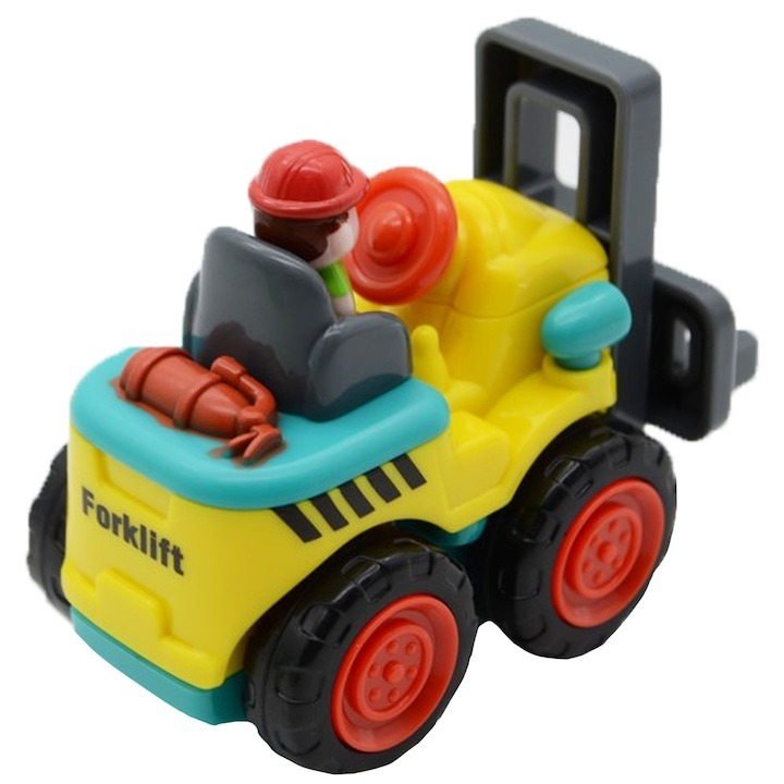 Stivuitor cu sofer pentru copii, de jucarie, plastic, 7 x 4 x 6 cm, multicolor [4]