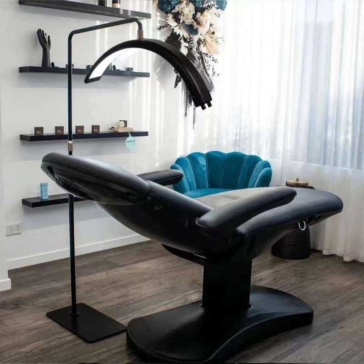 Lampa cosmetica tip semiluna, LED, 40 W, 2500 lm, 320 LED-uri, lumina calda/rece/neutra, inaltime 139-184 cm, negru [13]