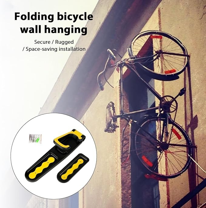 Suport pentru bicicleta, montare pe perete, 35 cm, negru/galben [7]