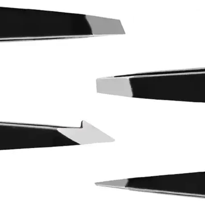 Set 4 pensete multifunctionale, diferite forme, pentru gene, sprancene, inox, husa din piele ecologica inclusa [4]
