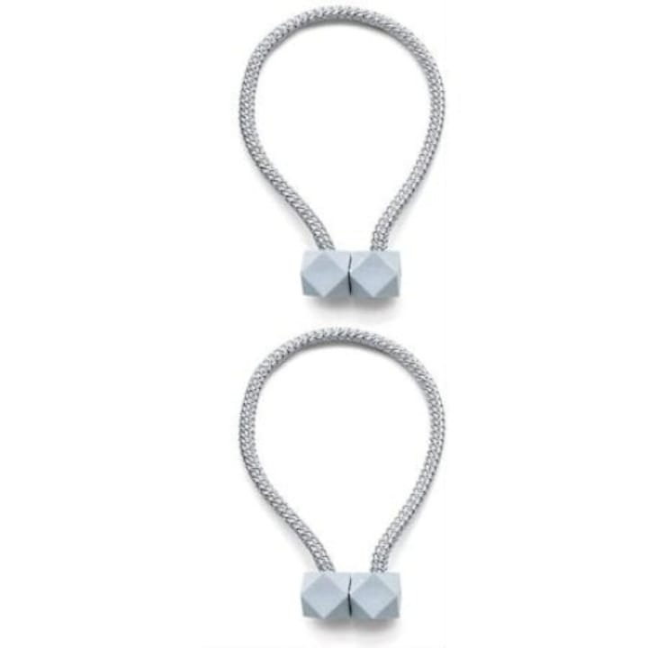 Magnet decorativ pentru draperii si perdele, design tip cub, 45 cm, poliester, gri [8]