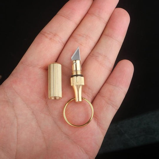 Cutit pliabil, tip breloc, inox, lama 9 mm, auriu [7]