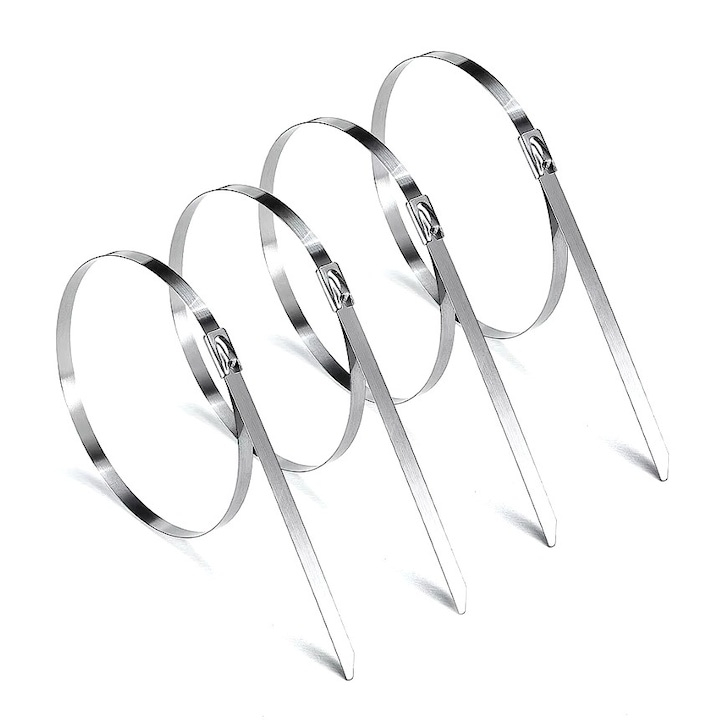 Set 100 coliere prindere, otel inoxidabil, pentru cabluri, tevi, reglabile, universale, 4.6 x 300 mm, argintiu [4]