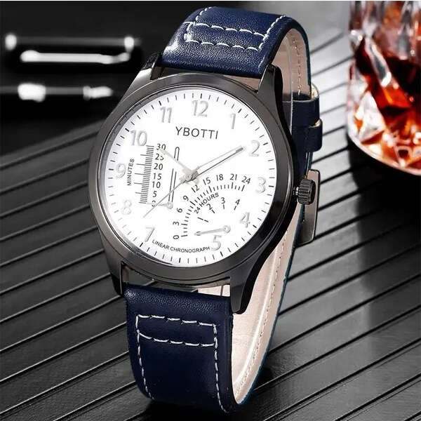 Set bijuterii pentru barbati, ceas, 4 bratari, albastru/negru, cutie inclusa [4]