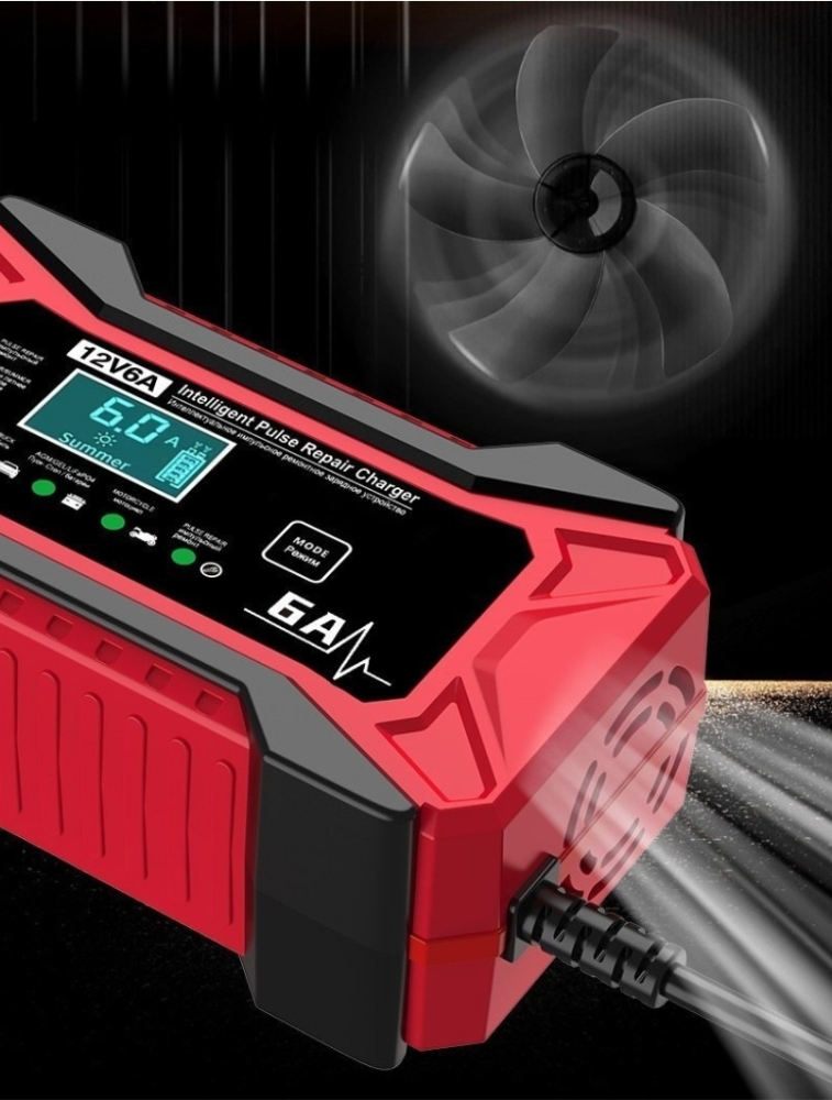 Redresor auto, afisaj LED, 6 A, 12 V, oprire automata, mod iarna/vara, carcasa ABS, negru/rosu, 77 x 55 x 138 mm [2]