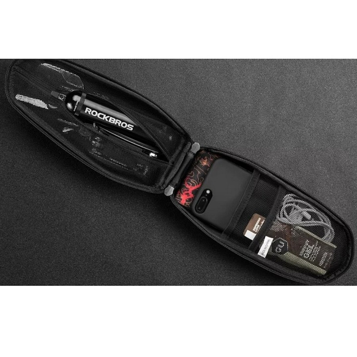 Geanta pentru bicicleta, impermeabila, 1.5l, 24.5 x 10 x 8 cm, negru [7]