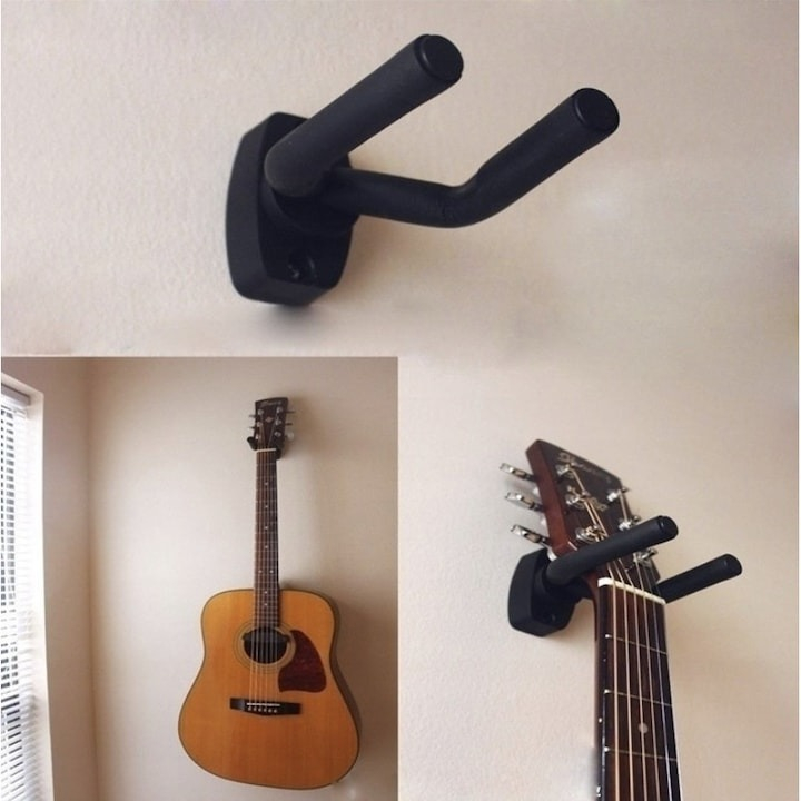Suport de perete pentru chitara, acoperit cu spuma, 13 cm, universal, negru [6]