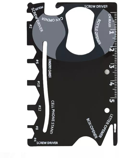 Card multifunctional pentru supravietuire, 18 in 1, otel inoxidabil, 9 x 6 cm, negru [2]