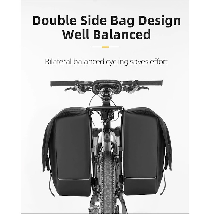 Geanta dubla pentru bicicleta, impermeabila, 30l, 36 x 35 x 40 cm, negru [3]