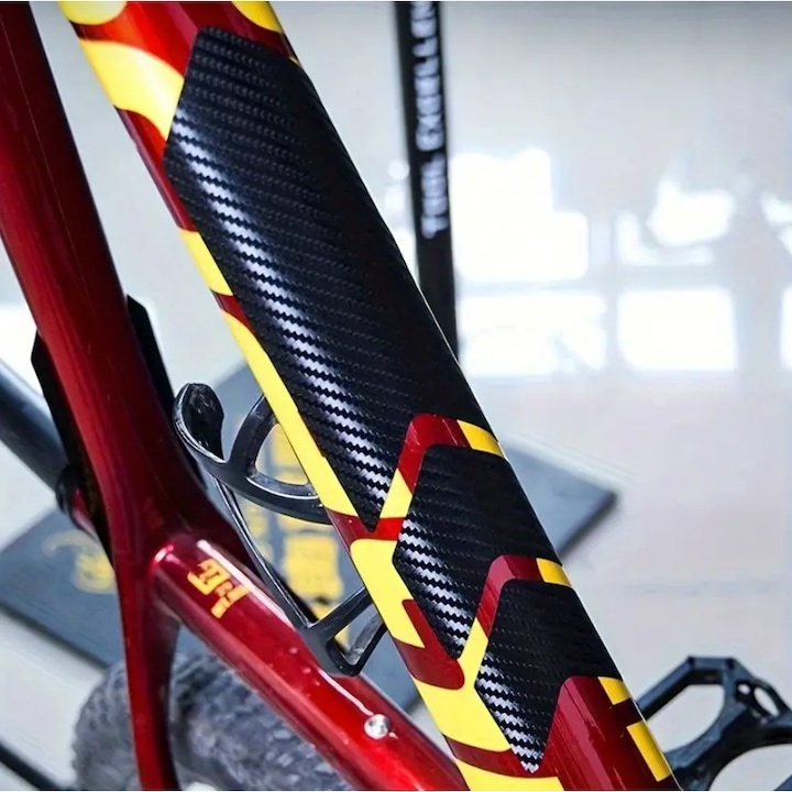 Set 20 autocolante pentru bicicleta, lipire pe cadru, protectie impotriva zgarieturilor, dimensiuni si forme diferite, negru [10]