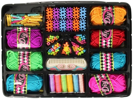 Kit pentru confectionare bratari, accesorii, pentru copii, margele, snururi, DIY, multicolor [6]