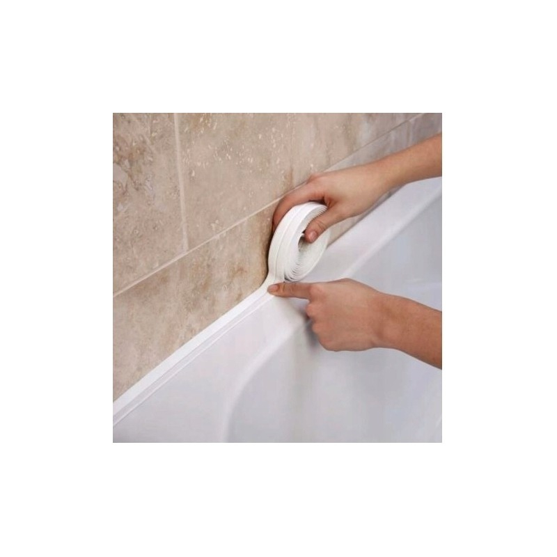 Banda adeziva pentru etansare, 3.2 m x 38 mm, impermeabila, antimucegai, pentru baie, bucatarie, alb [7]