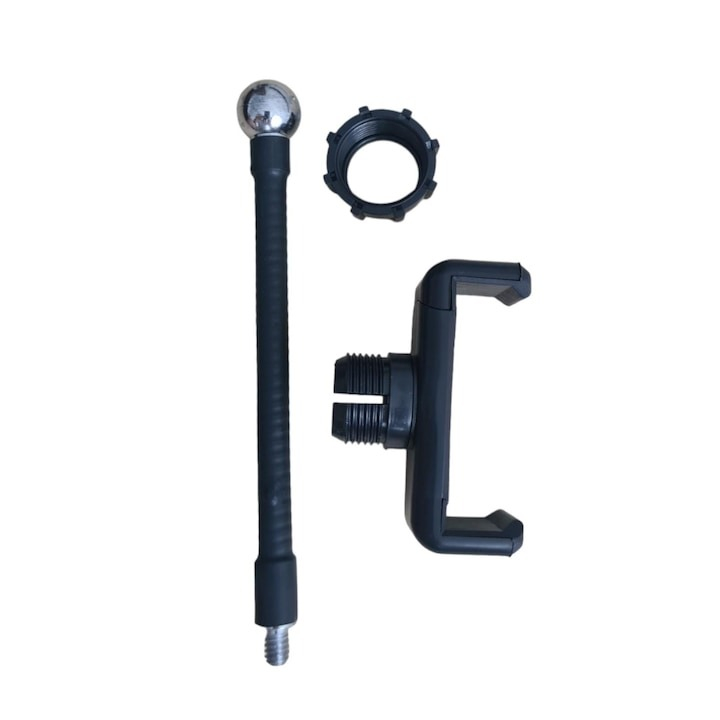 Suport de telefon cu surub, universal, 15 cm, pentru lampa circulara, ring light, ABS/metal, negru [3]