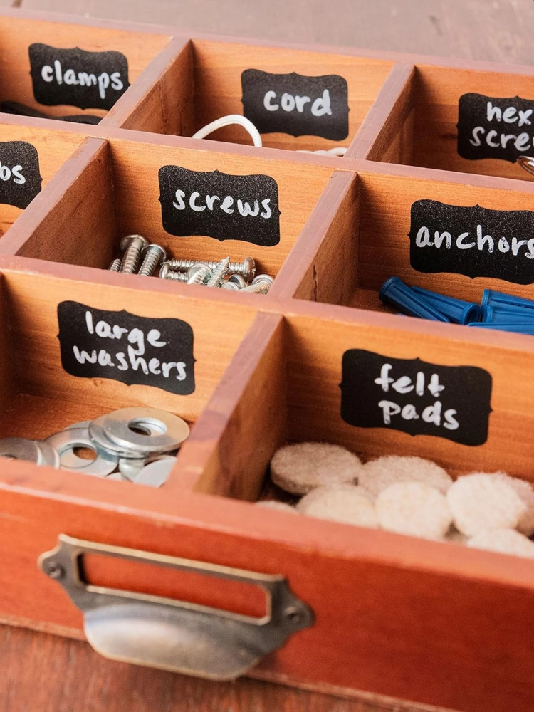 Set 192 etichete autoadezive, marker alb inclus, PVC, reutilizabil, 5.5 x 3.5 cm, universal, pentru plastic, metal, sticla, negru [5]