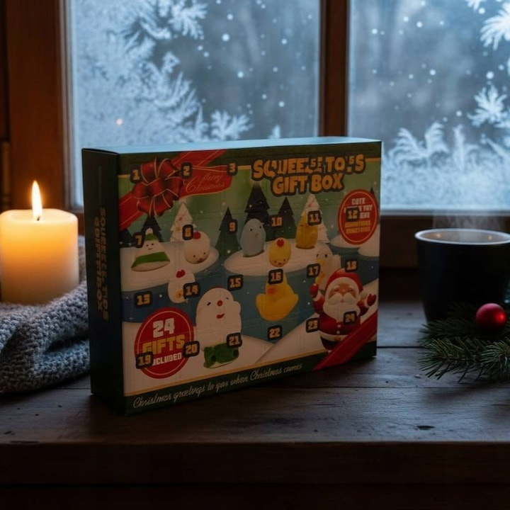 Calendar advent pentru copii, 24 jucarii squishy, antistres, 22.5 x 5 x 31 cm, multicolor [5]