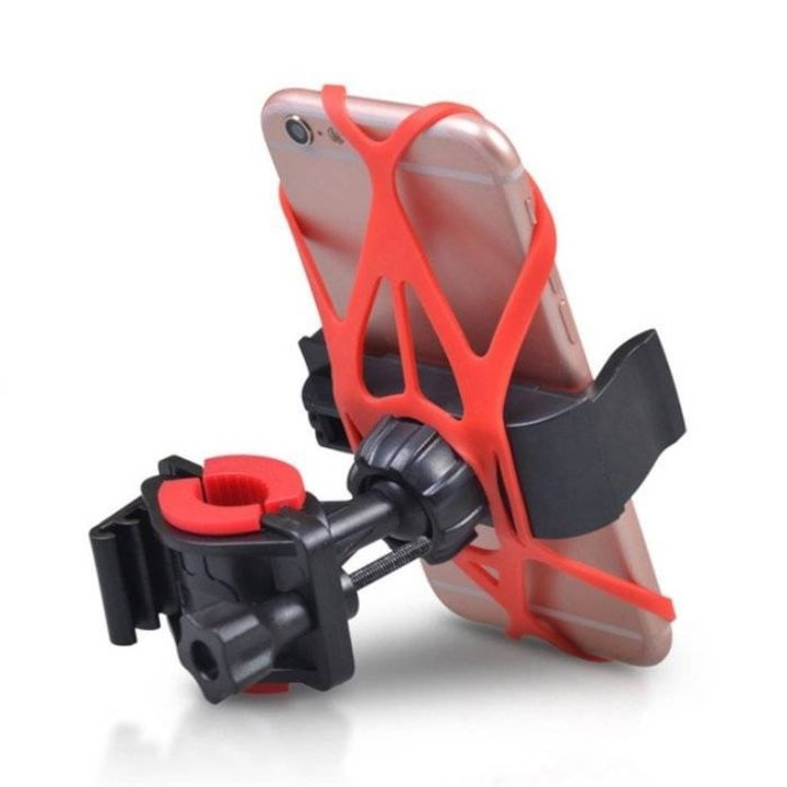 Suport telefon pentru biciclete/motociclete, bretele din silicon, ajustabil, rotire 360°, rosu [12]
