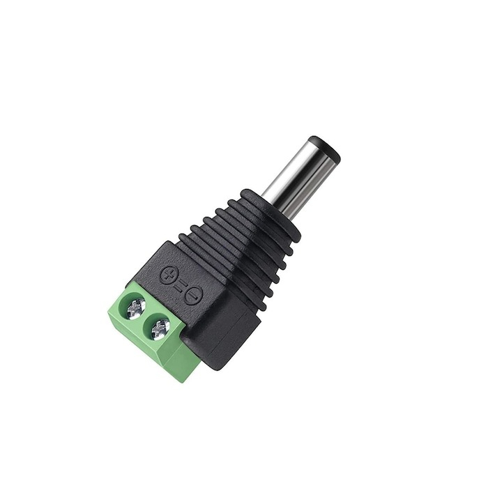 Mufa alimentare tata, prindere 2.1 x 5.5 mm, negru/verde [6]