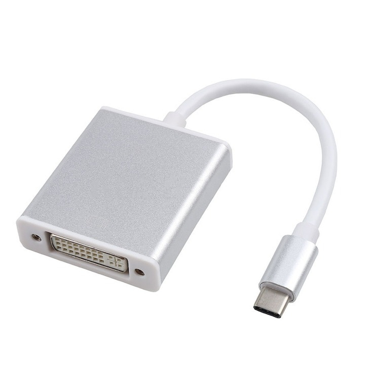Adaptor tip C 3.1 la DVI, 15 cm, pentru laptop, Macbook, iMac, alb [5]