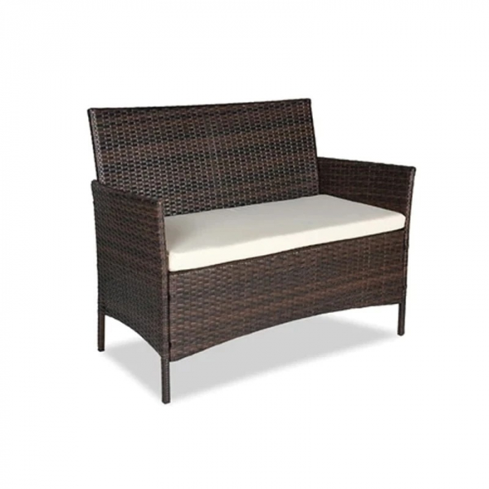 Set mobilier complet de gradina din 4 piese,2 fotolii, 1 canapea,1 masuta - Maro [3]