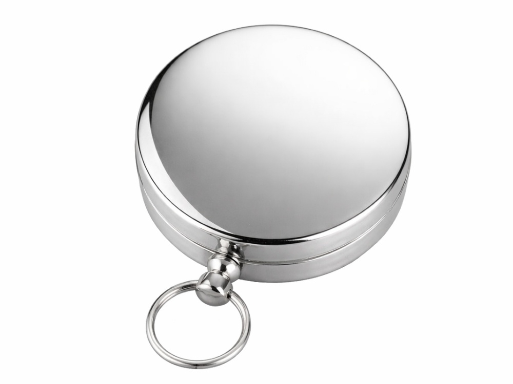 Busola pentru camping, drumetii, fosforescenta, metalica, inel pentru breloc, 6 x 1.5 cm, argintiu [3]