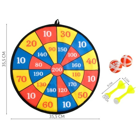 Joc de darts pentru copii cu 2 sageti si 2 mingi,material velcro,diametru 36 cm - Multicolor [4]
