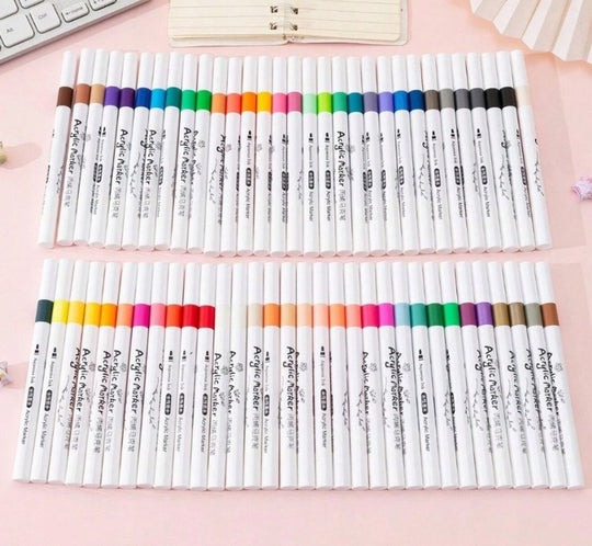 Set 80 markere acrilice, pentru hartie, sticla, piatra, lemn, panza, textile, uscare rapida, multicolor [5]