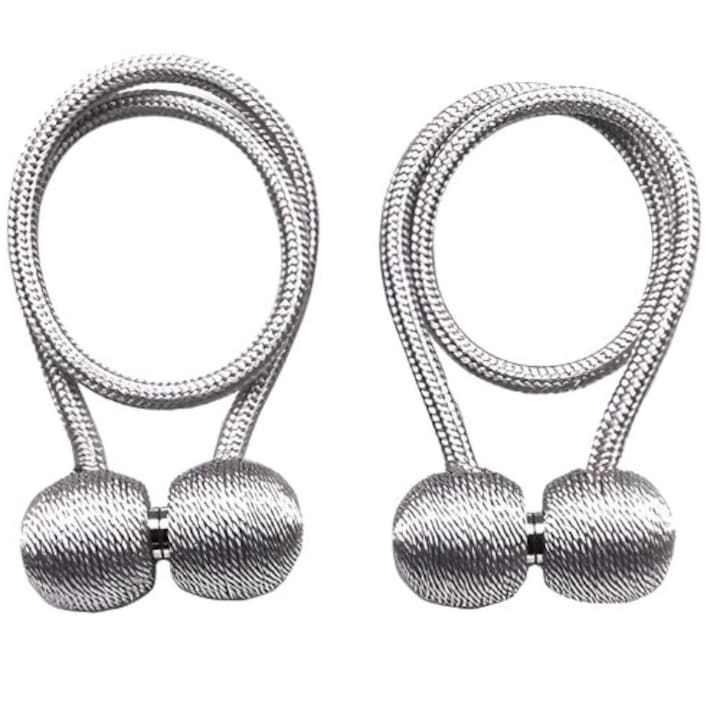 Magnet decorativ pentru perdele si draperii, tip snur, poliester, 44 cm, gri [9]