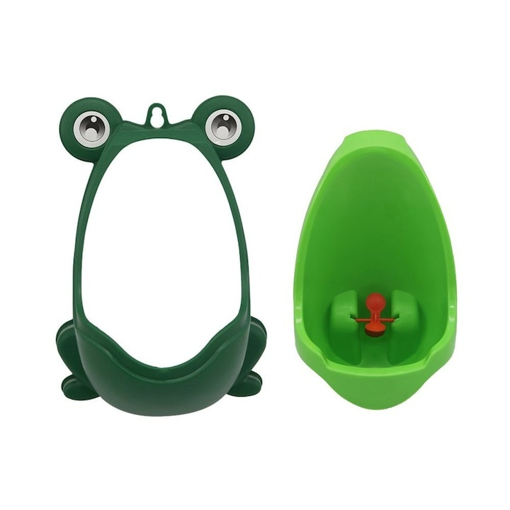 Olita tip pisoar, pentru copii, montare pe perete prin ventuze, plastic PP, model broasca, usor de curatat, 20.5 x 27.5 cm, verde [5]