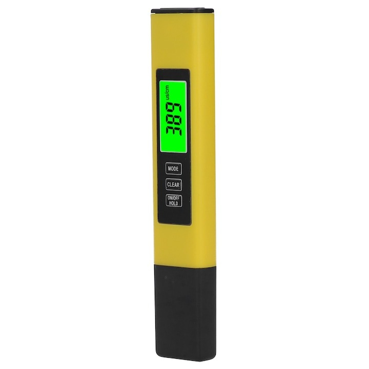 Tester profesional calitate apa 3 in 1, TDS, EC si temperatura, galben [2]