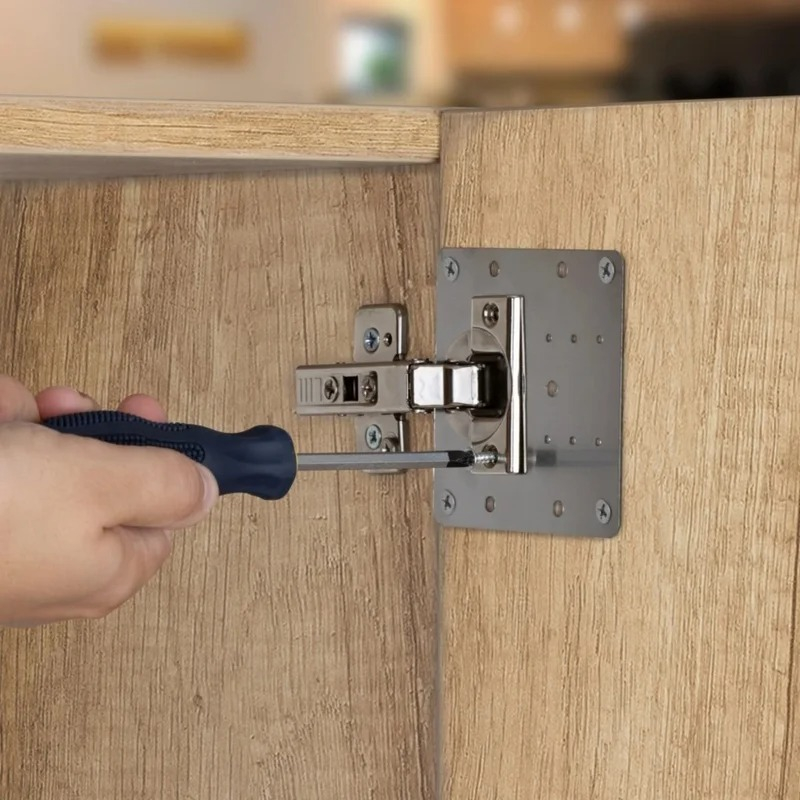 Placa pentru reparatii balamale, otel inoxidabil, 6 suruburi, 9 x 9 cm, universala, argintiu [3]