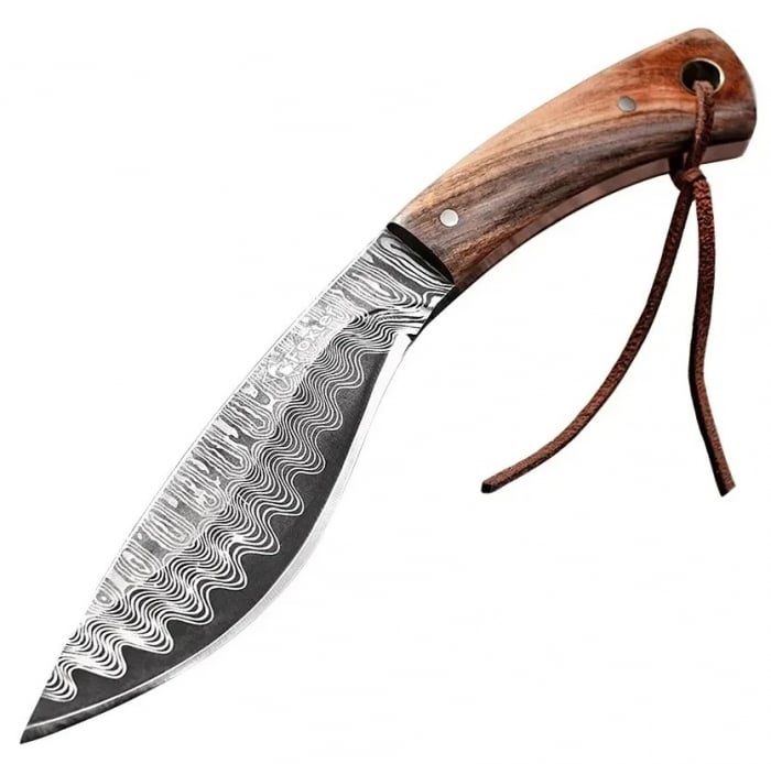 Cutit pentru vanatoare, Carbon Steel, maner lemn, Finki Kukri, 19cm