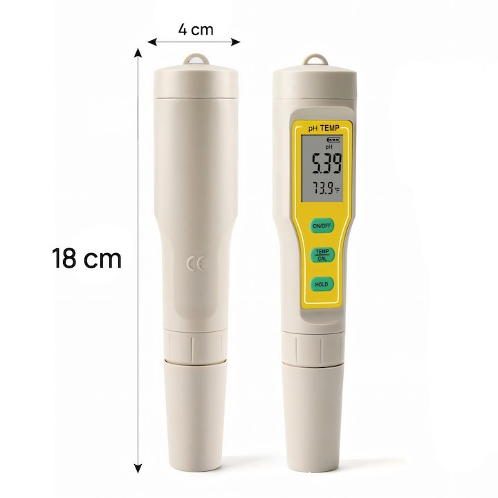 Tester apa, 2 in 1, temperatura si pH, solutii de calibrare incluse, alb/galben [14]