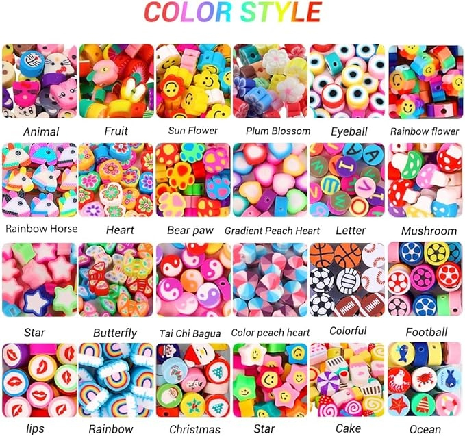 Set creatie bijuterii pentru copii, bratari, cercei, coliere, 480 margele, 24 modele, 2 role snur, 13 x 19 x 2 cm, multicolor [9]