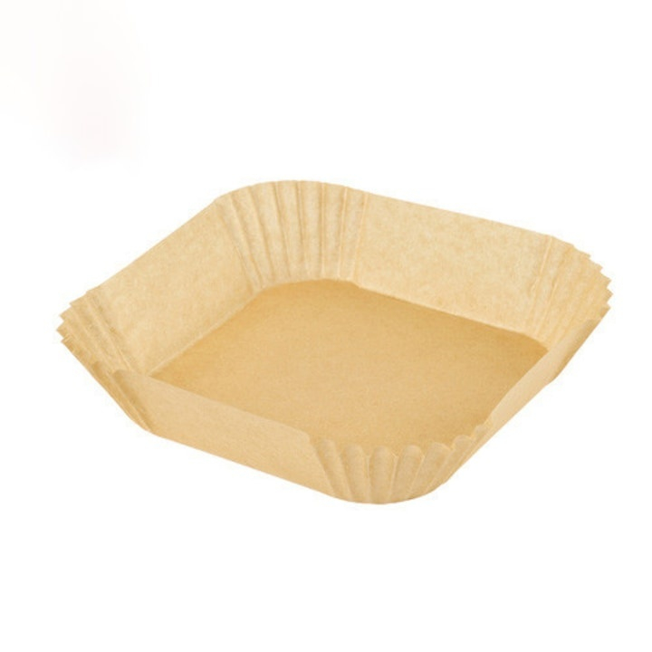 Set 100 hartii de copt pentru air fryer, cuptor, de unica folosinta, antiderapante, forma patrata, 16 x 16 cm, maro [11]