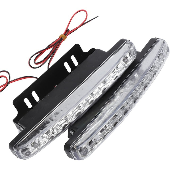 Set 2 lumini de zi, 8 leduri, alb rece, 12 V, impermeabile, universale [3]