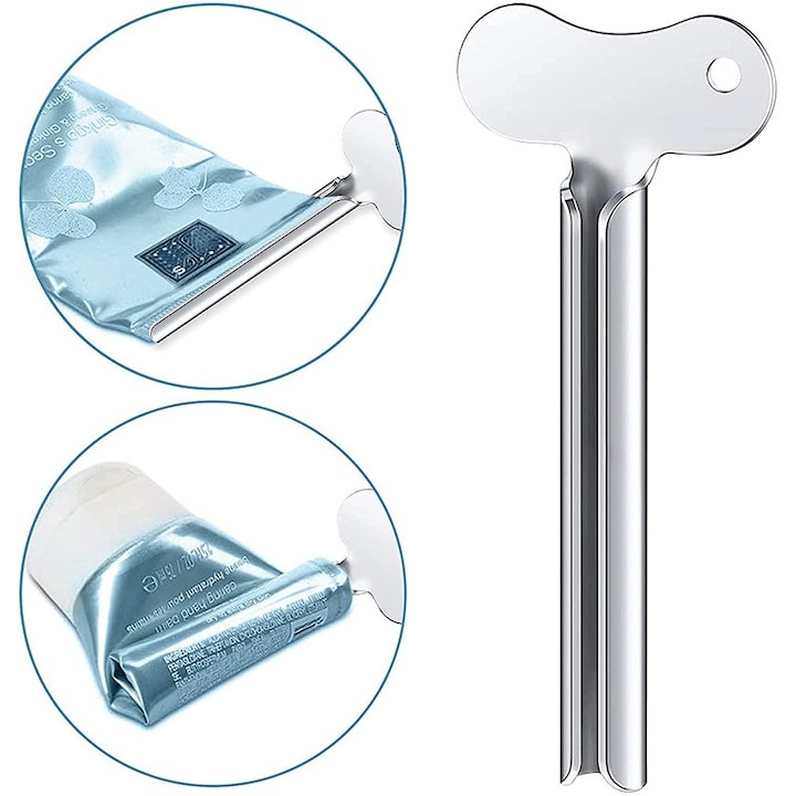 Cheita, storcator pentru tub gel, vopsea, polygel, pasta de dinti, metal/otel inoxidabil, argintiu [5]